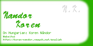 nandor koren business card